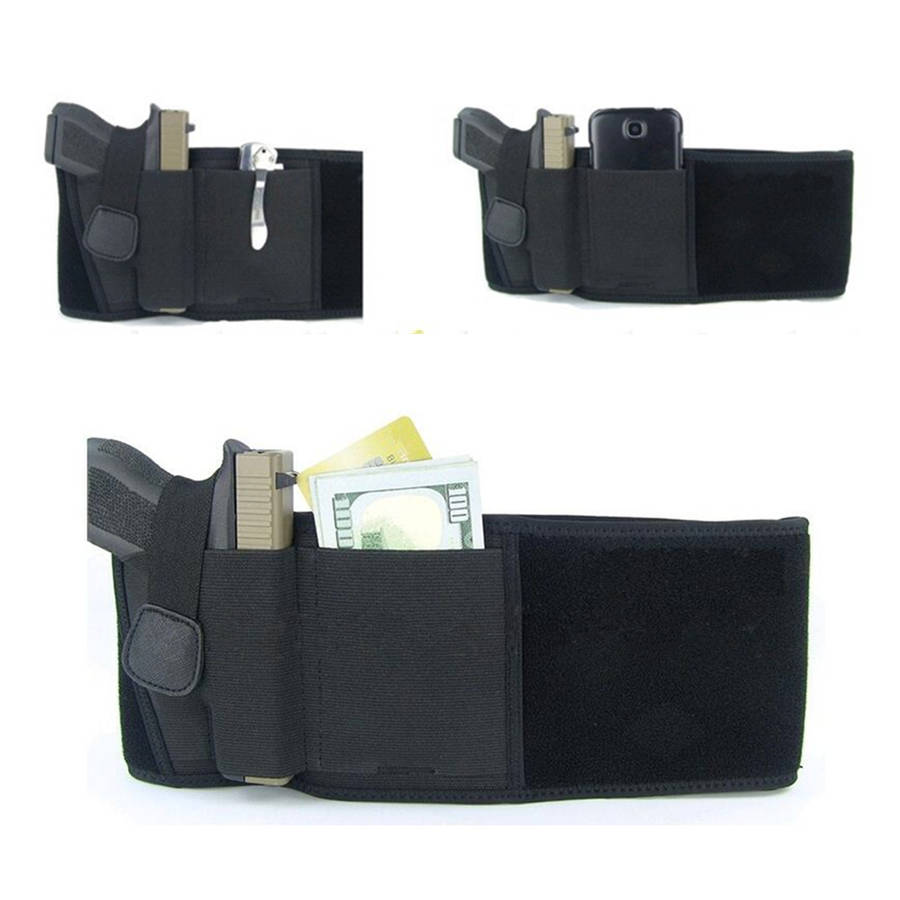 Black Outdoor Neoprene Material Belly Gun Holster Abdominal Band Holster