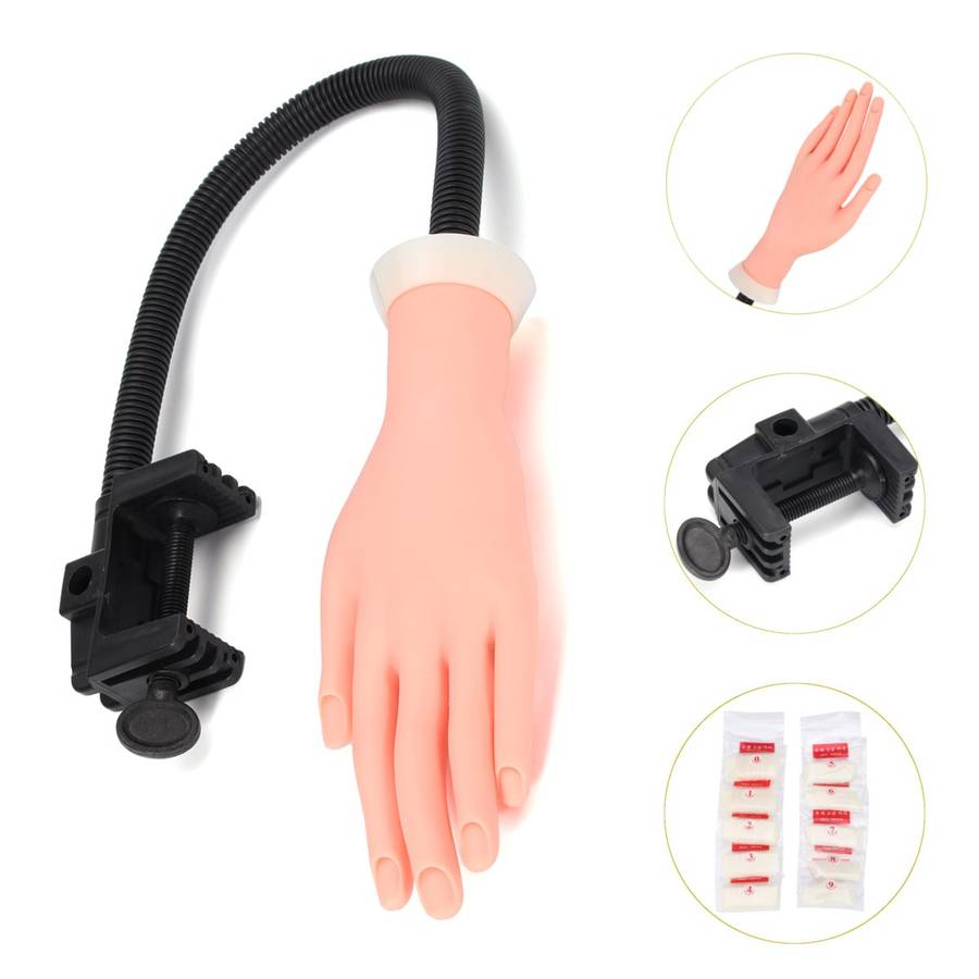 Adjustable Training Hand Model Flexible Nail Art Practice Finger Trainer 500 Pi