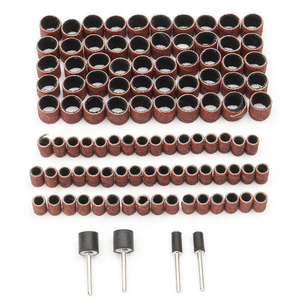 100pcs 1/4 1/2 Inch Sanding Sandpaper Sleeves with 4 Mandrels for Dremel Rotary