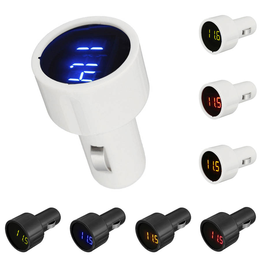 DC12-24V Black/White Charger Adapter Car Cigarette Lighter Voltmeter 4-30V