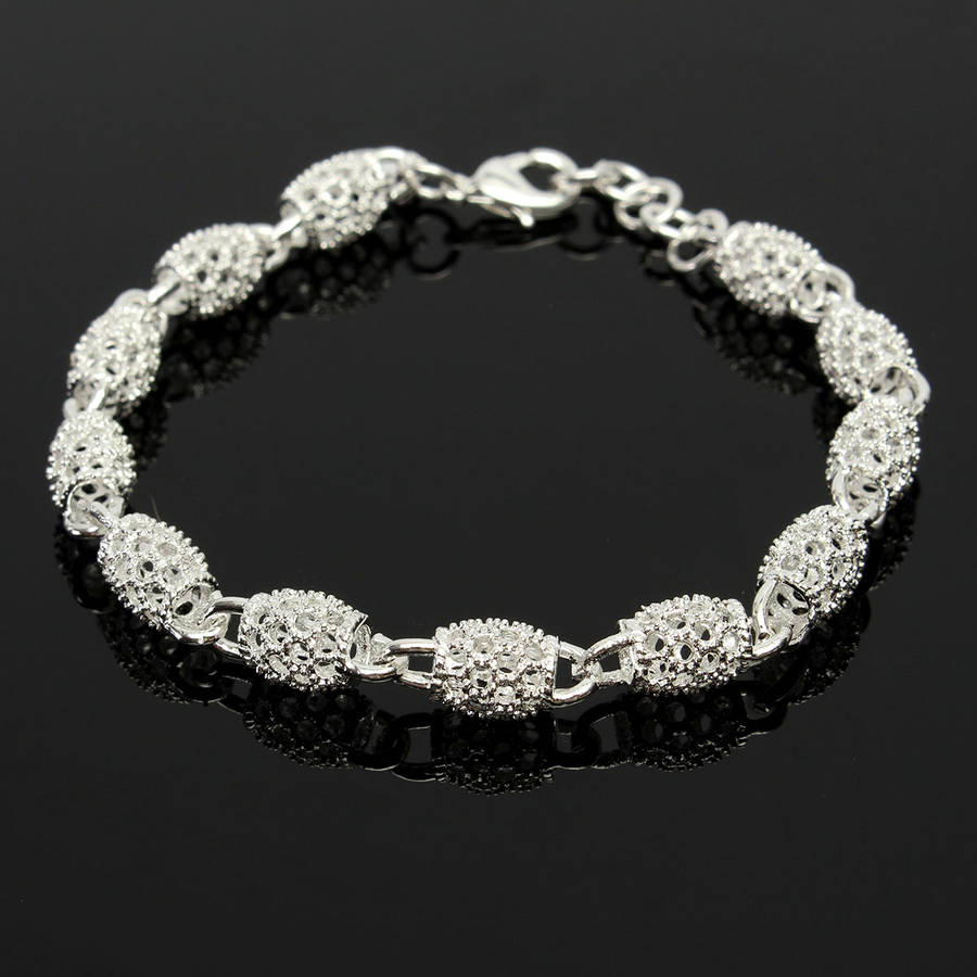 925 Sterling Silver Beads Charm Chain Bracelets For Women
