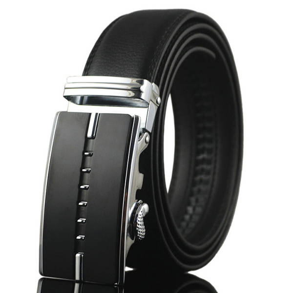 Men Business Genuine Leather Belt Casual Metal Automatic Buckle Strap Jeans Cow