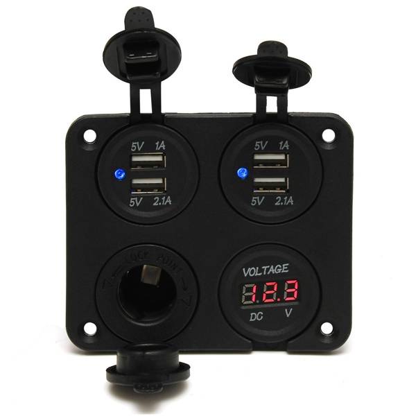 12V Digital Voltmeter Cigarette Lighter Dual Socket USB Adapter Charger For Car