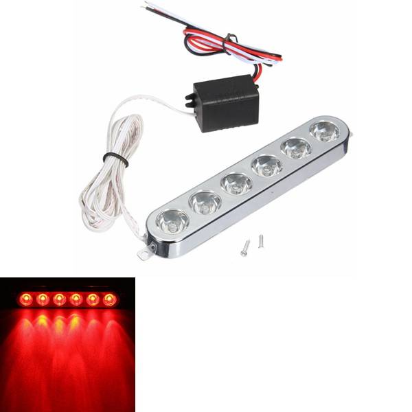 Universal 6 LED Motorcycle Brake Tail Strobe Light Flash Running Lamp For Dirt