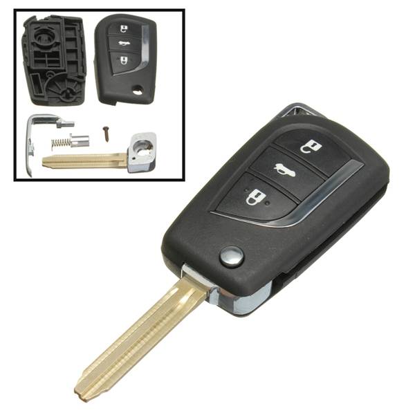 Remote Car Key Fob Cover 3 Button Flip For Toyota Yaris Echo Tarago Camry Rav4