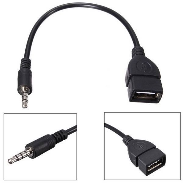 3.5mm Male Audio AUX Jack to USB 2.0 Type A Female OTG Converter Adapter Cable