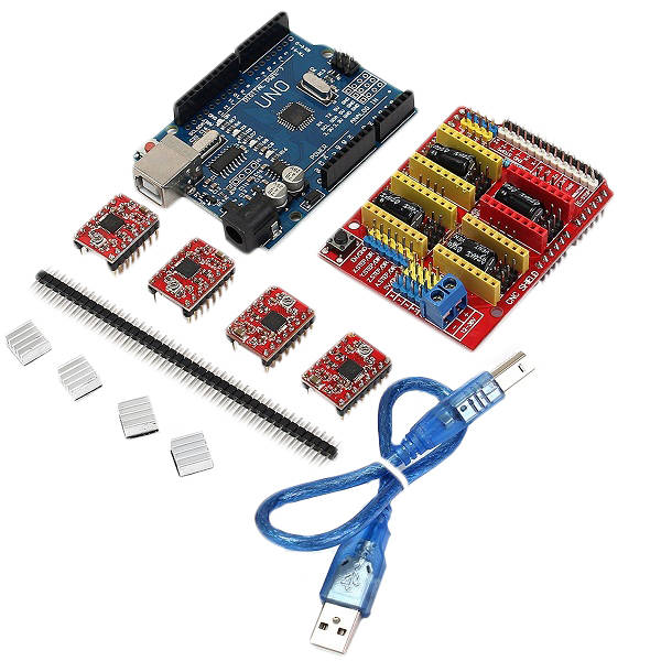 Geekcreit CNC Shield UNO R3 Board 4xA4988 Driver Kit With Heat Sink For Arduino