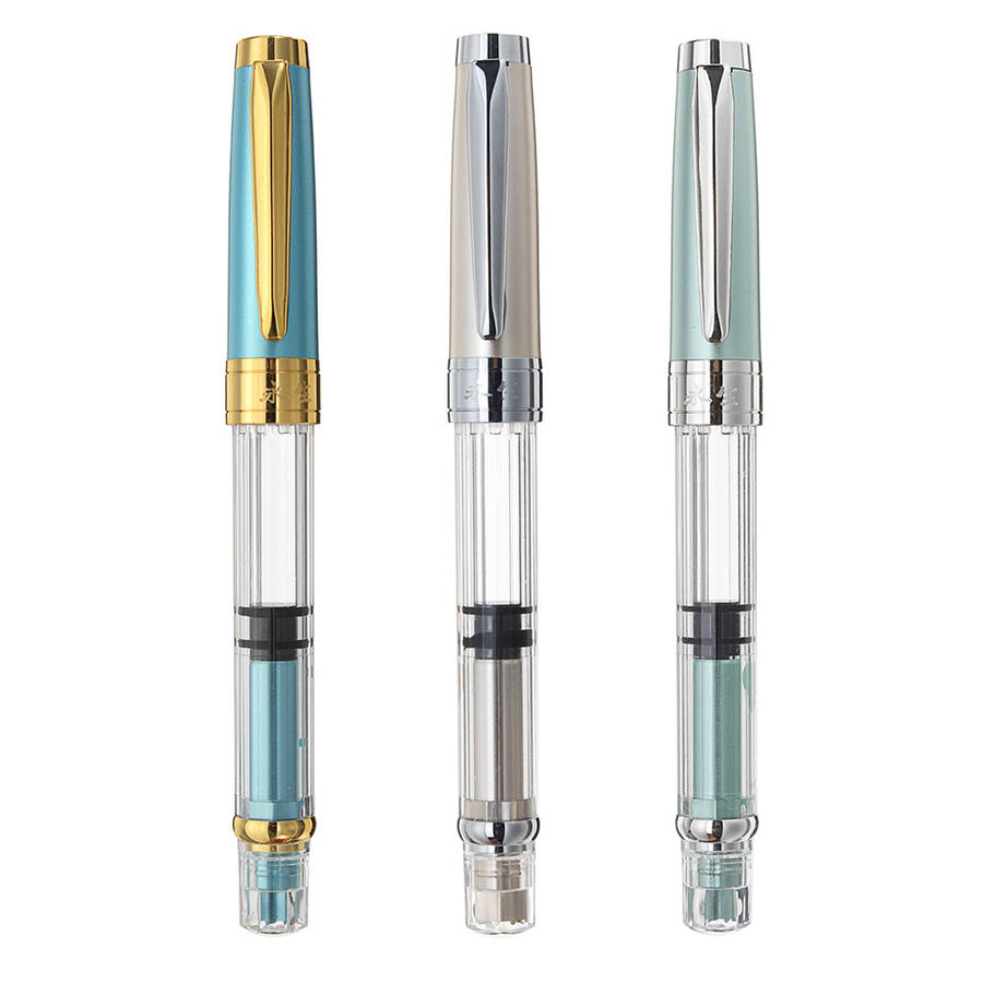 Wingsung 3008 Transparent Fountain Pen 0.38mm EF Nib Gold/Silver Clip Student S