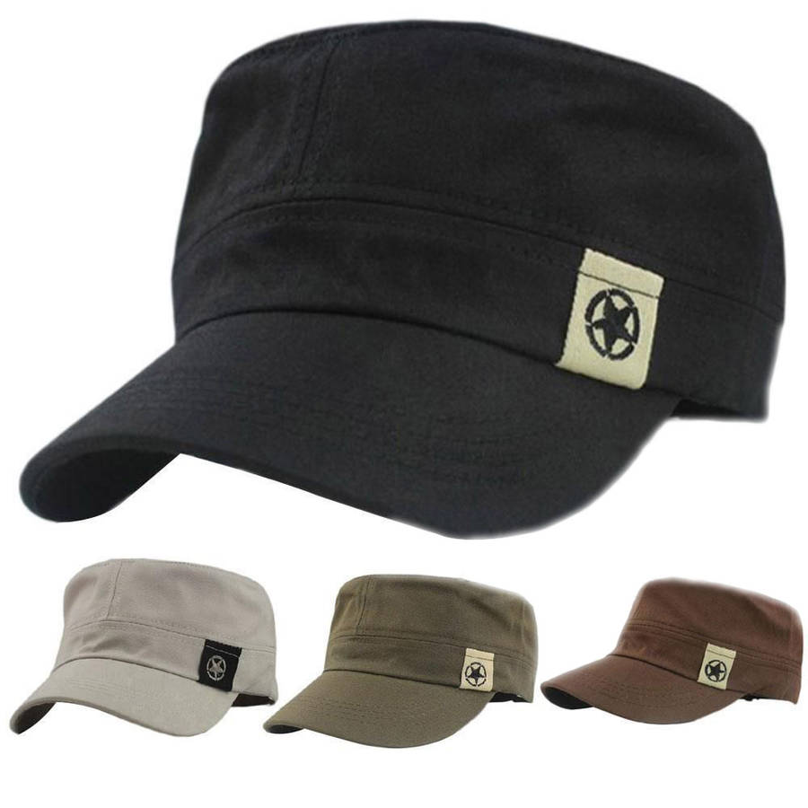 Mens Army Military Star Adjustable Stitching Retro Hat Women Vintage Nylon Wash