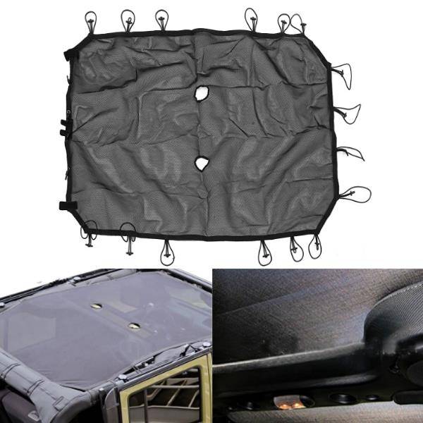 Sun Shade Mesh Full Top Cover UV Protector For Jeep Wrangler JK 4 door 2017-2016