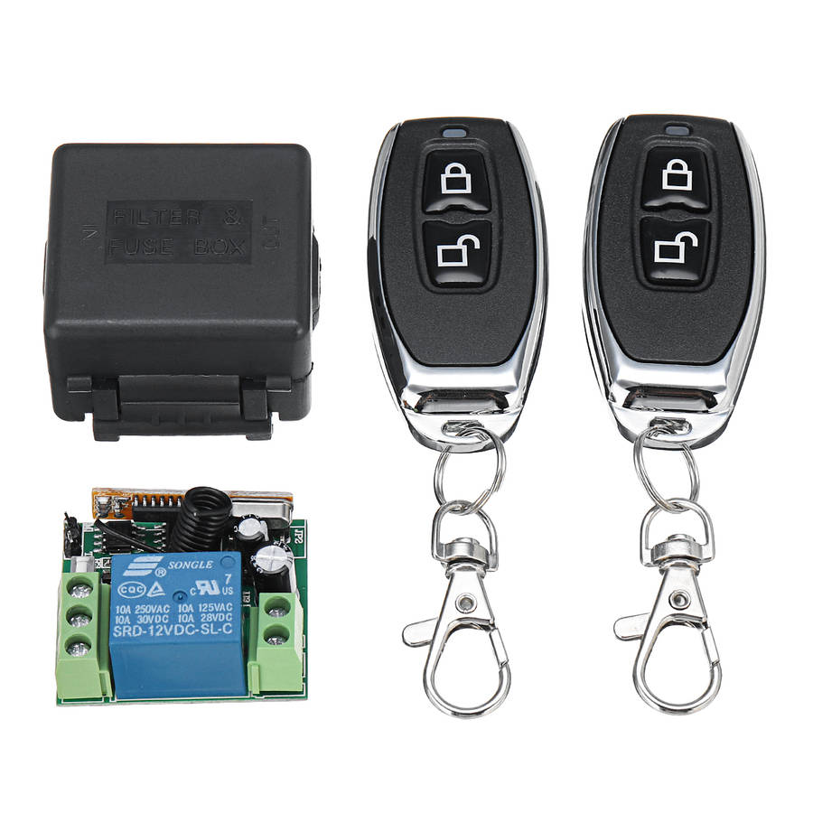 433Mhz DC12V 1CH Wireless Remote Control Switch Relay Receiver Module + 2 RF Tr