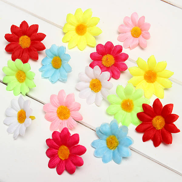 50pcs Silk Artificial Daisy Flowers Heads Home Wedding Decors