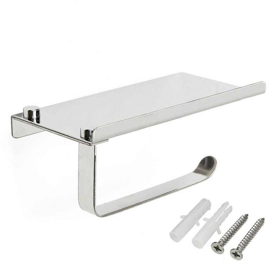 Stainless Steel Toilet Roll Tissue Stand Paper Holder Wall Mounted for Home Bat