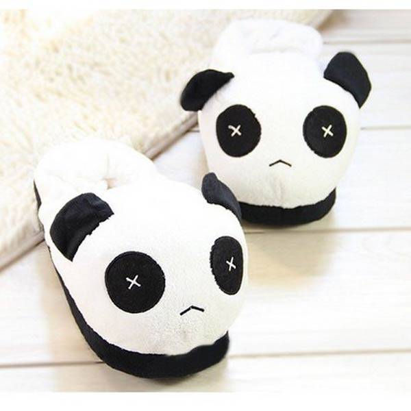 Women Men Lovers Cute Panda Warm Plush Indoor Home Slippers Shoes