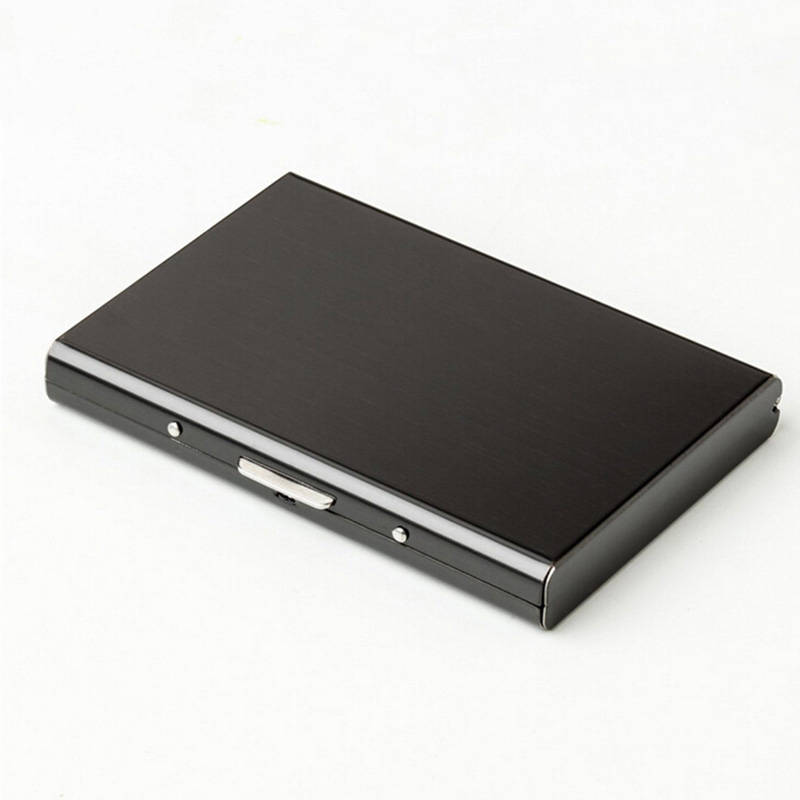 Card Holder Black Stainless Steel ID Credit Pocket Metal Box Case