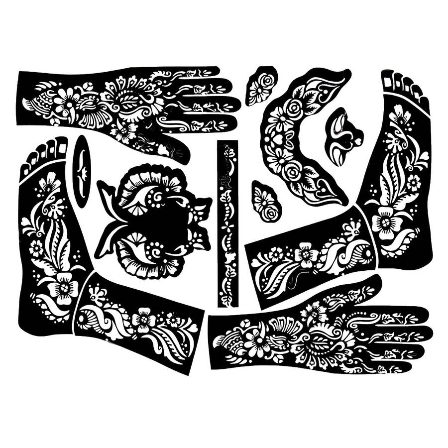 Henna Fashional Temporary Tattoo Stencils Templates Stickers Hands Feet Paintin
