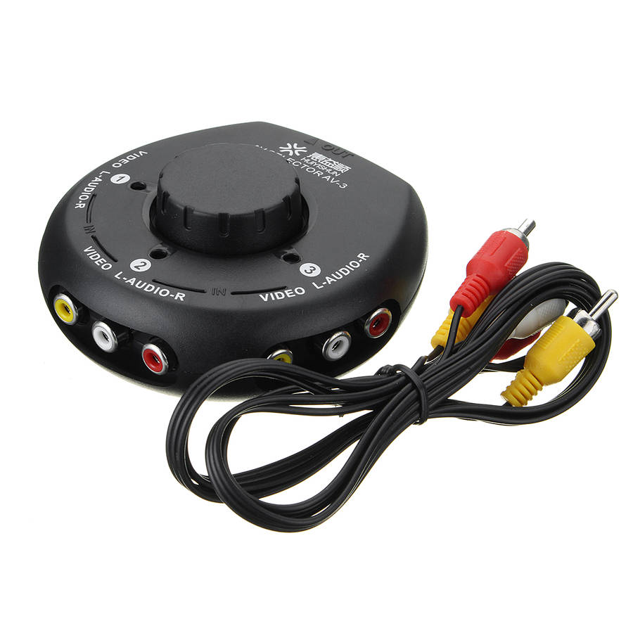 3 Way Audio Video AV Signal RCA Cable Switch TV Selector Box Splitter