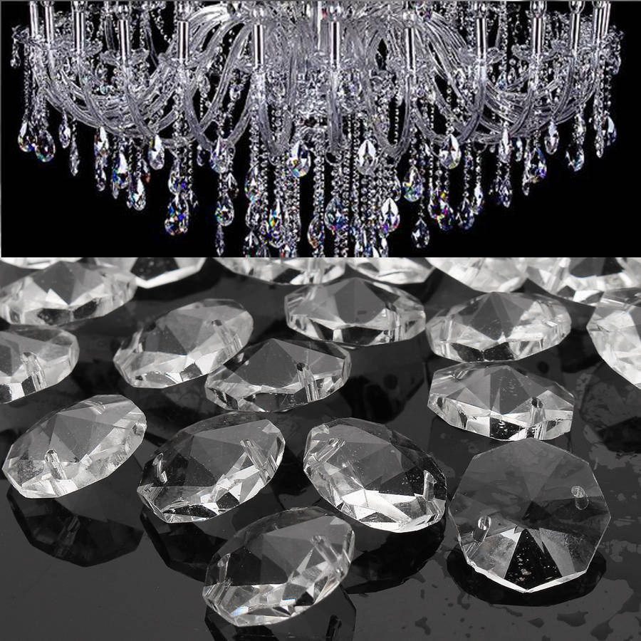 50pcs Clear Glass Crystals Chandelier Pendant Lamp Prisms Parts Hanging Drops 1