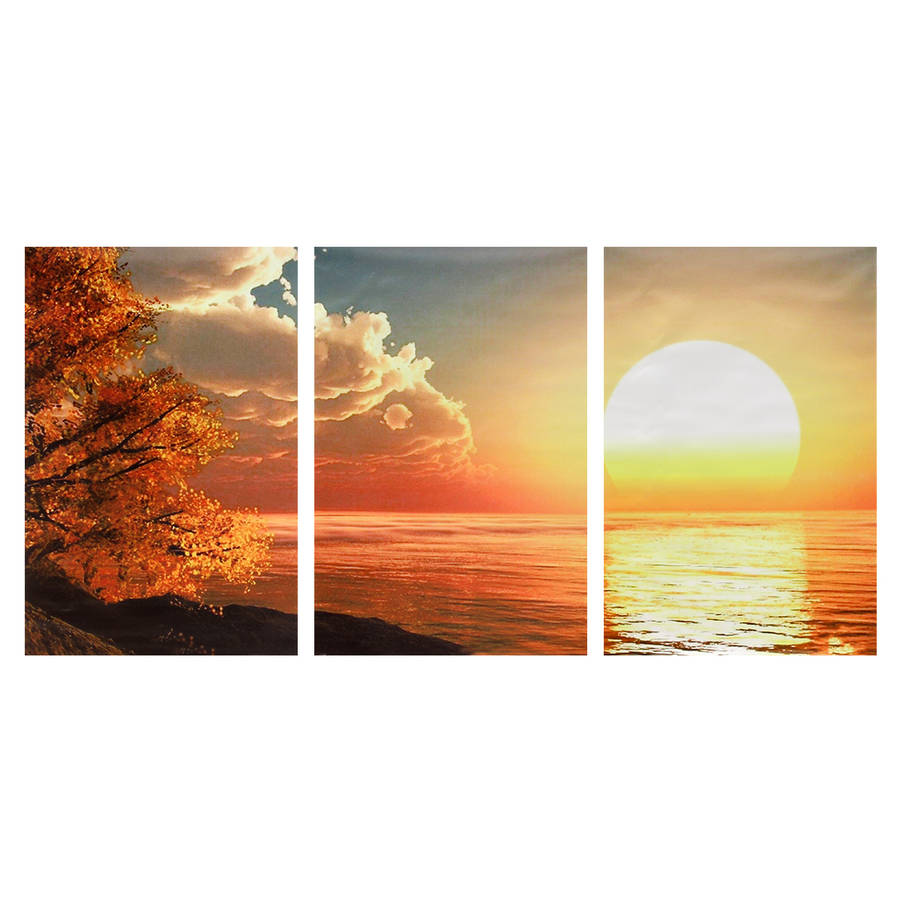 3 Cascade Day Sunset Scene Canvas Painting Decorative Wall Picture Home Decorat