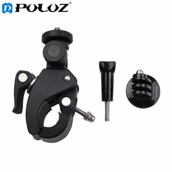 PULUZ Black Motorcycle Bicycle Handlebar Holder with Tripod Mount Screw for Gop