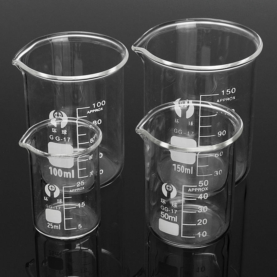 4Pcs Borosilicate Glass Beaker Volumetric Glassware For Laboratory