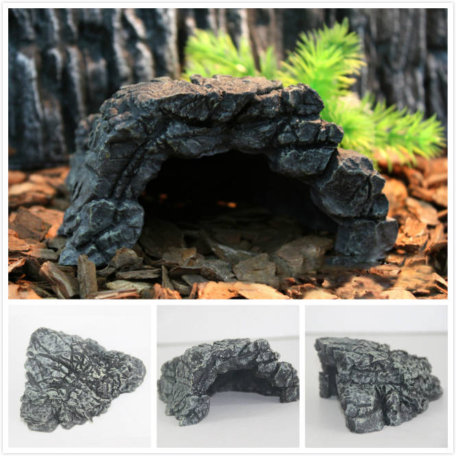 Hide Hiding Cave Fish Turtle Tank Reptile Basking Decoration Ornament
