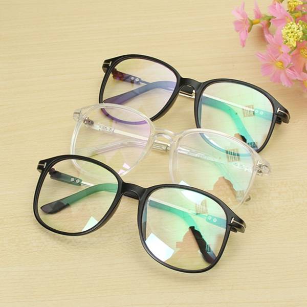 Unisex Full Rim Spectacles Eyeglass Frosted Frame with Transparent Flat Lens