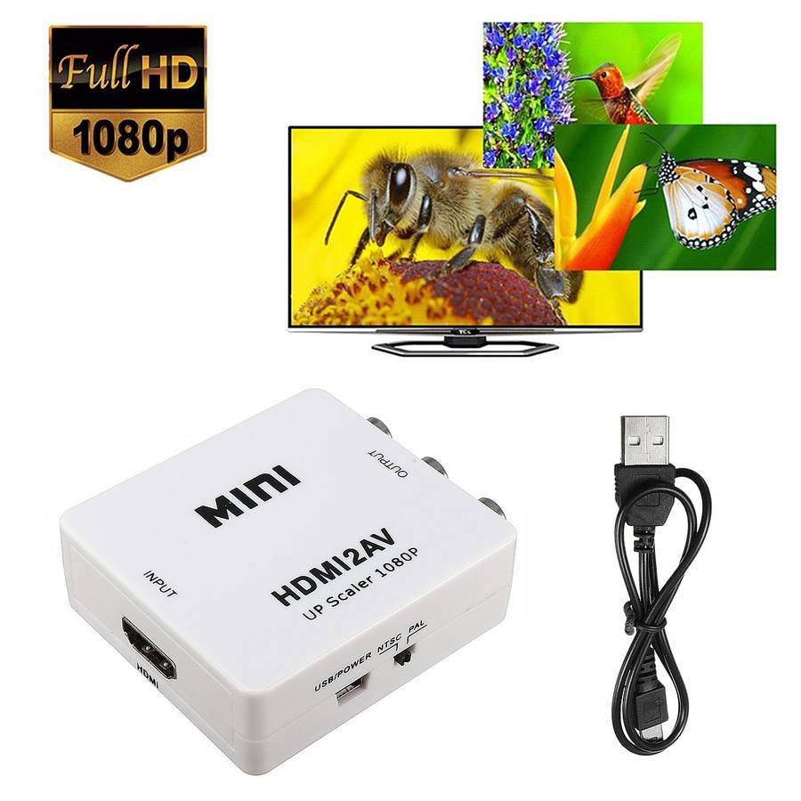 1080P HDMI to 3 RCA Audio Video AV CVBS Composite Adapter Converter for HDTV DVD