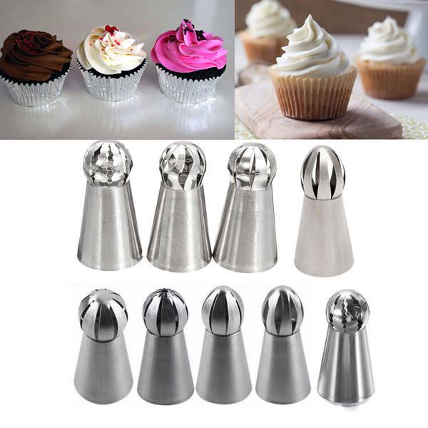 9Pcs Cream Stainless Steel Icing Piping Nozzles Pastry Tips Sphere Ball Shape C