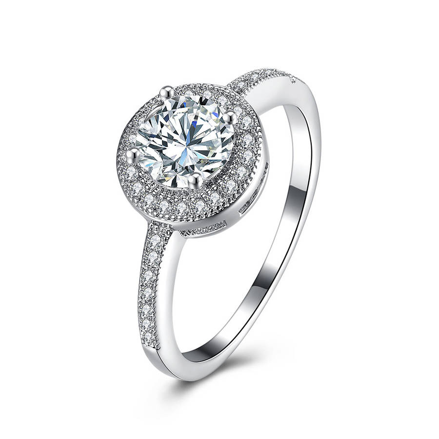 INALIS Zircon Platinum Plated Rhinestones Gift Anniversary Wedding Finger Rings