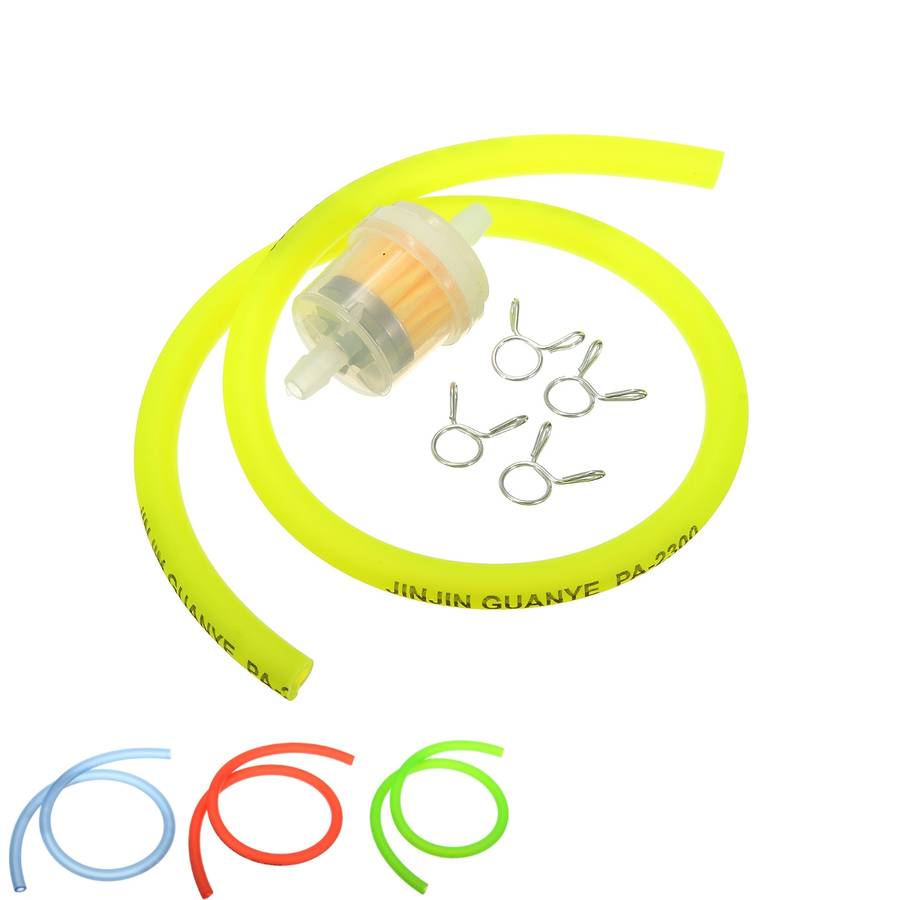 6mm Gas Fuel Filter Petrol Pipe Hose Line 4 Clips Universal Motorcycle Dirtbike