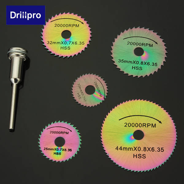 Drillpro 6pcs HSS Circular Saw Blades Set Colored Saw Blades for Dremel Rotary