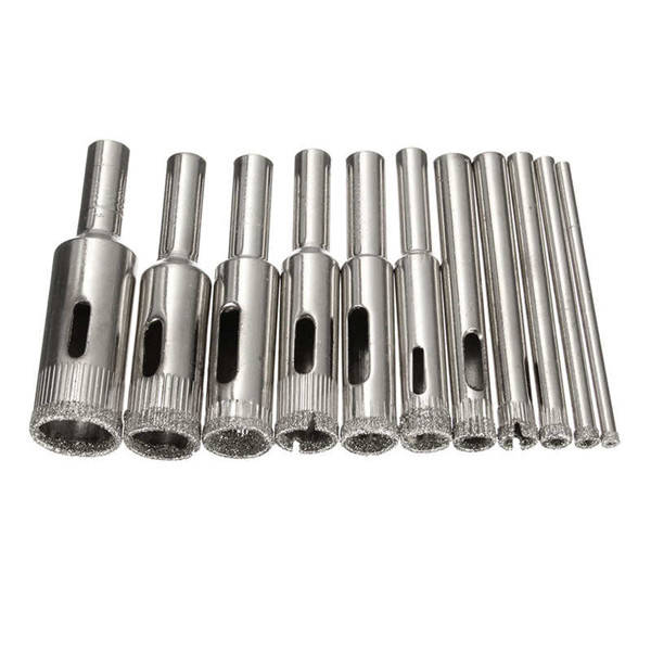 11Pcs 3-14mm Diamond Coated Core Hole Saw Drill Bit Set Tools for Tiles Marble