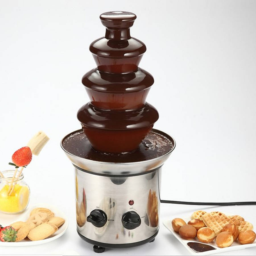 4 Tiers Mini Stainless Steel Chocolate Fondue Fountain Waterfall Melting Machin