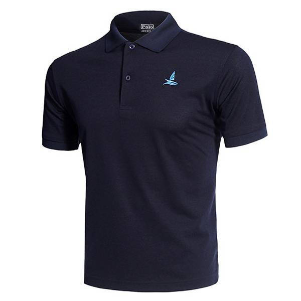 Mens Casual Solid Color Embroidery Quick-drying Breathable Short Sleeve T-shirt