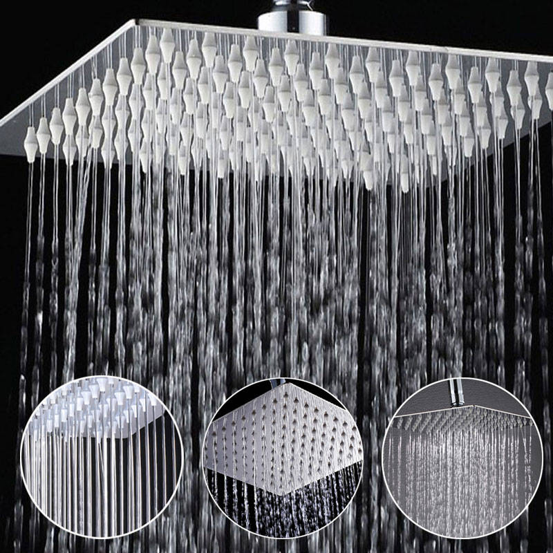 8 Inch Stainless Steel Bathroom Square Silver Pressurize Rainfall Shower Head C