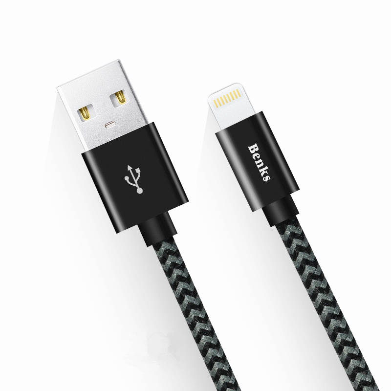 Benks 2.4A Lightning for Nylon Braided Fast Charger Data Cable for iPhone X 8 P