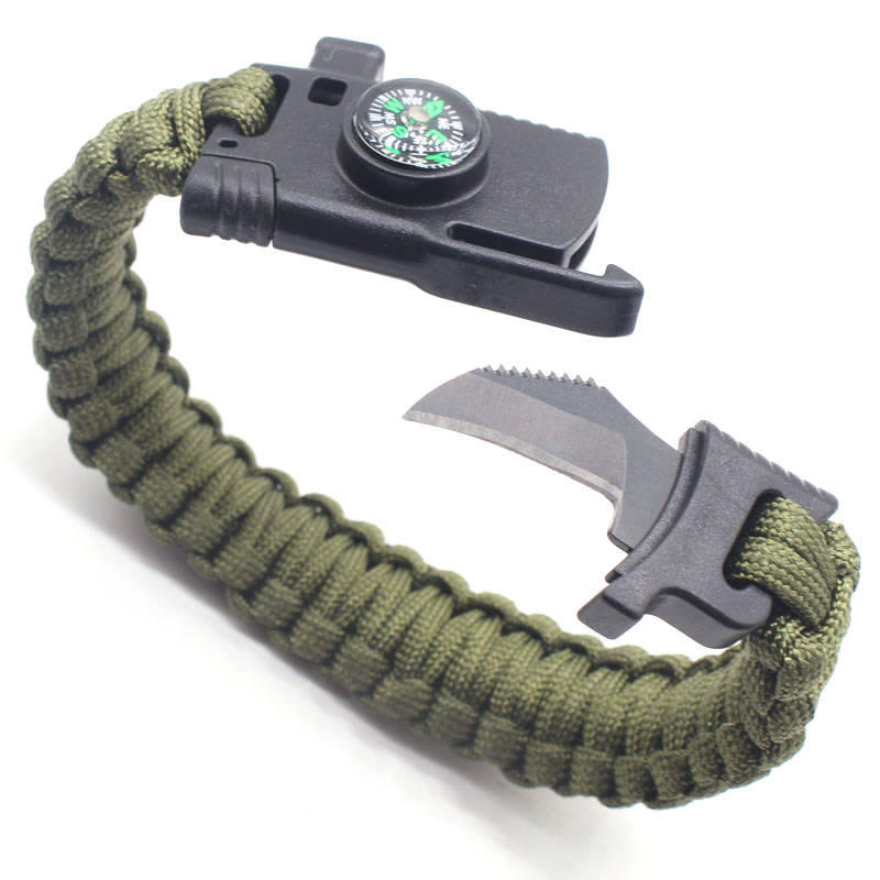 IPRee 4 In 1 EDC Survival Bracelet Outdoor Emergency 7 Core Paracord Whistle Co