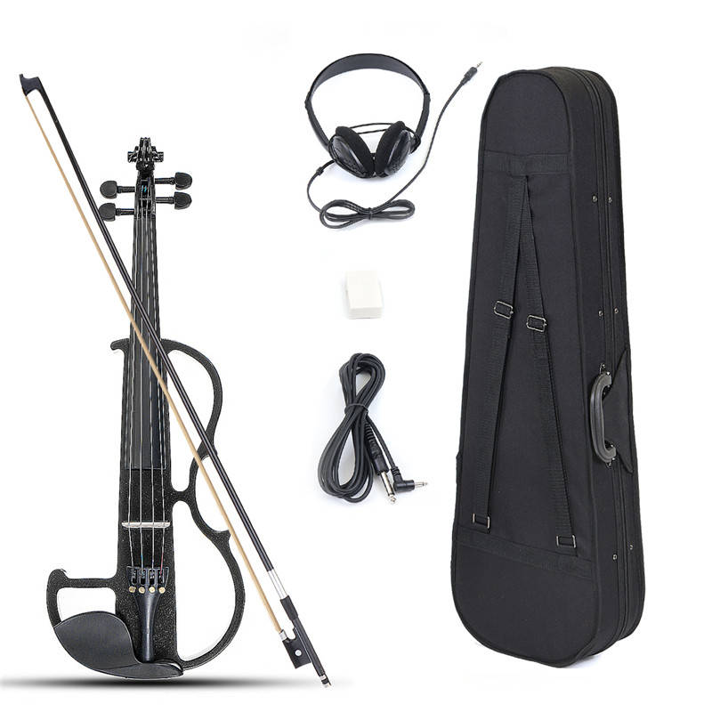 4/4 Size Basswood Electric Violin Alloy String Headphone With Case For Violin B