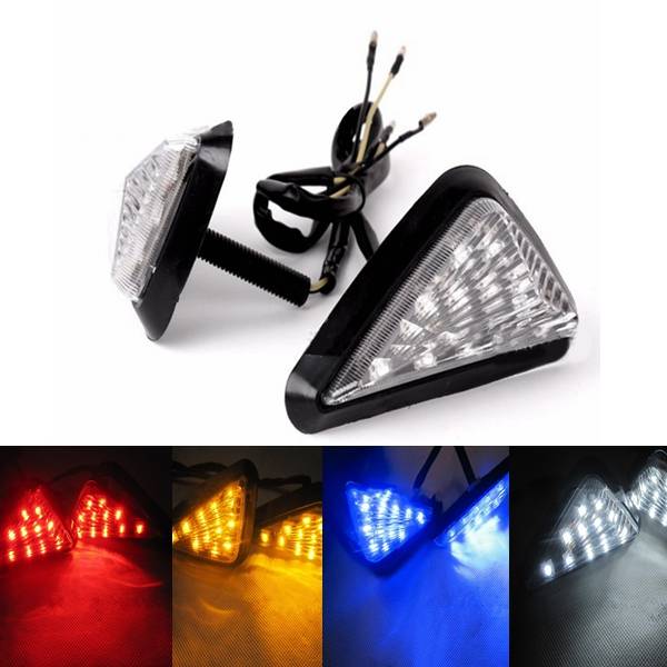 1pair Motorcycle Universal Triangle Flush Mount LED Turn Signal Light