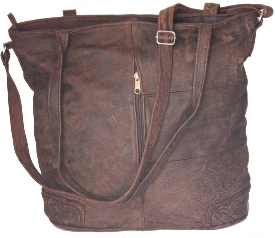 Genuine Leather Handbags Giant Dark Choc Shopper