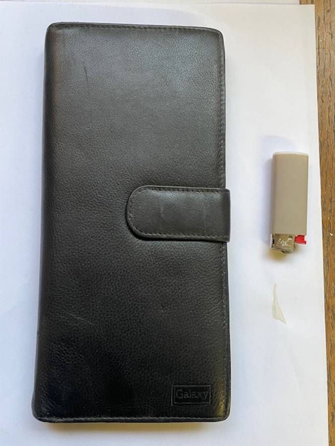 Galaxy Genuine Black Leather Long Clutch Wallet (Model UCF 302)