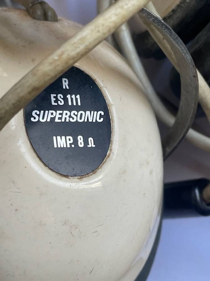 Vintage Supersonic ES 111 Stereo Headphones 8 Ohms