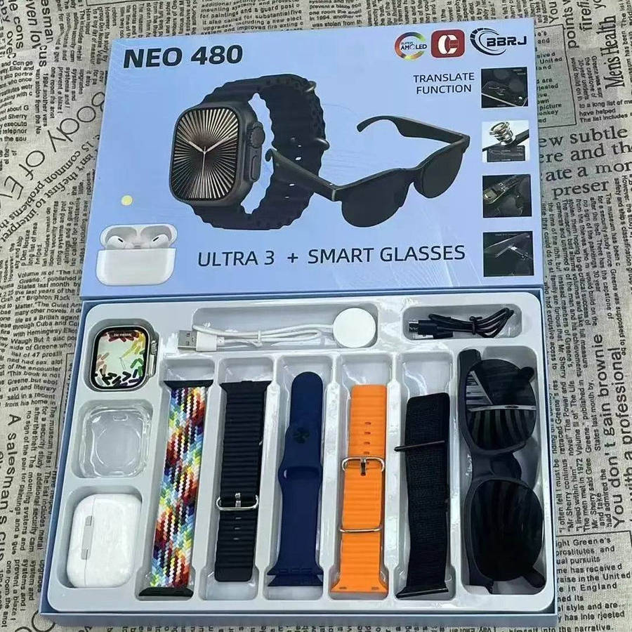 3-in-1 Smart Watch, Bluetooth Headphones, and Wireless Glasses Set