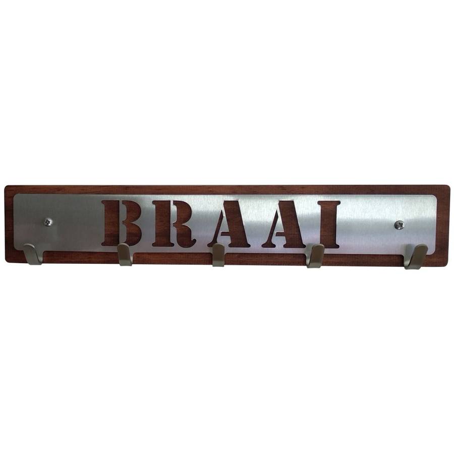 Eboy Steel Braai Tongs Holder - 5 Hooks - Stainless Steel