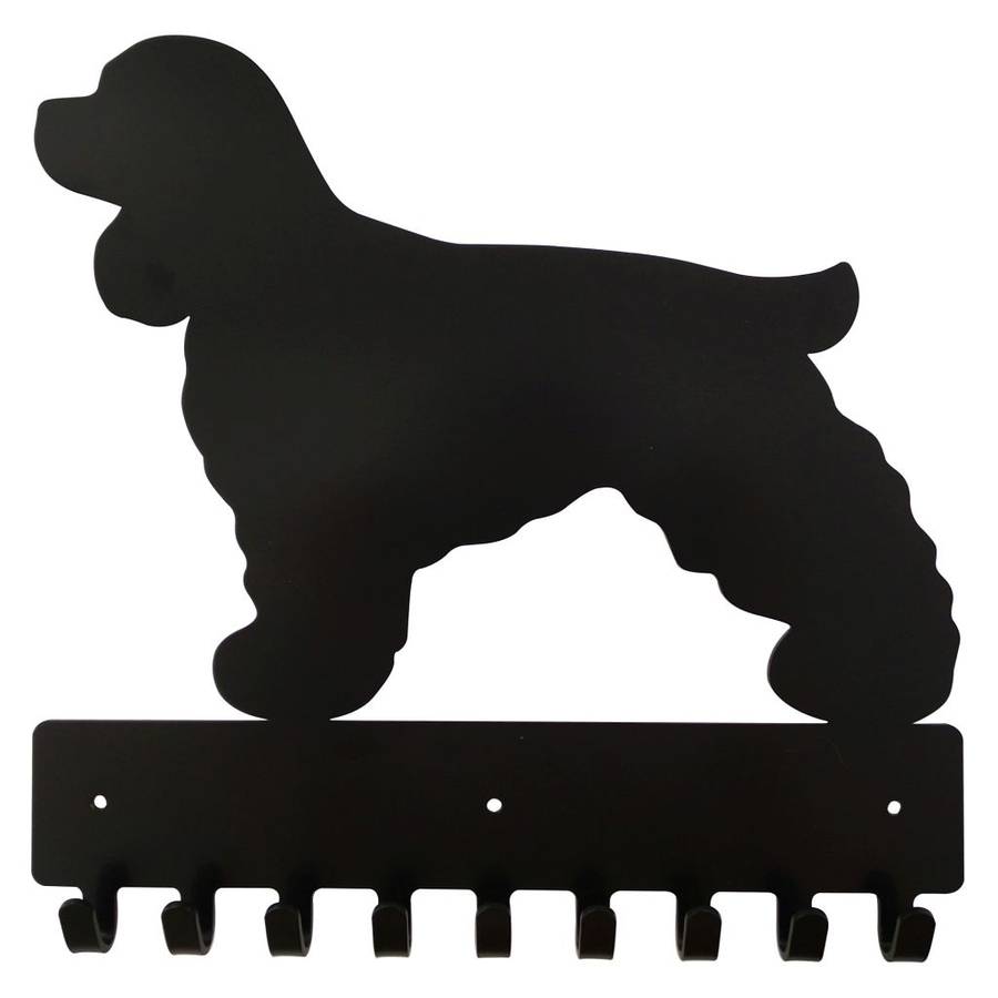 Eboy Steel Cocker Spaniel Key Rack or Leash Hanger - 9 Hooks - Black