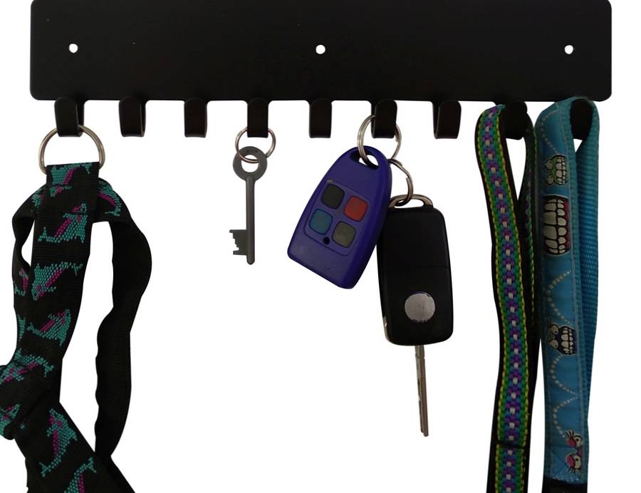 Eboy Steel Cocker Spaniel Key Rack or Leash Hanger - 9 Hooks - Black