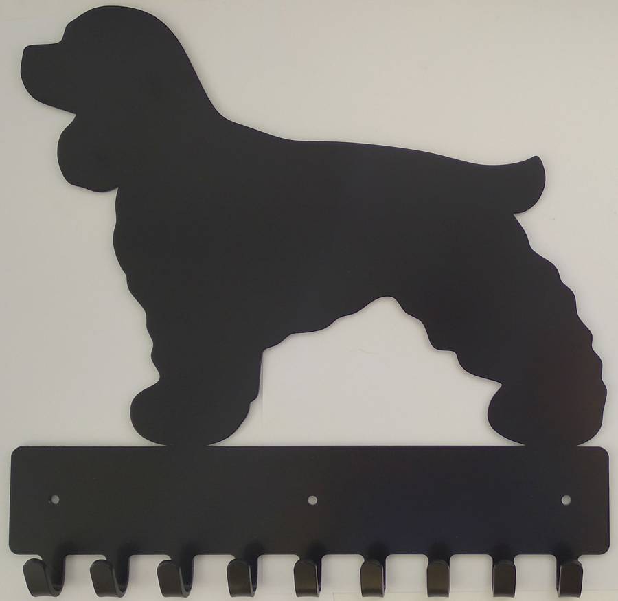 Eboy Steel Cocker Spaniel Key Rack or Leash Hanger - 9 Hooks - Black