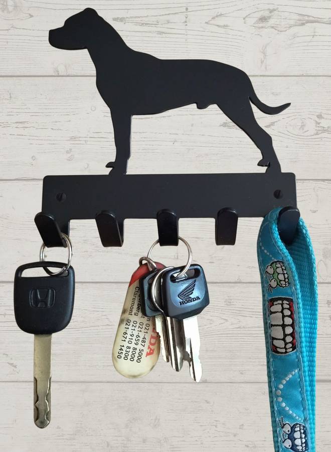 Eboy Steel Dogo Argentino Key Rack or Leash Hanger - 5 Hooks - Black