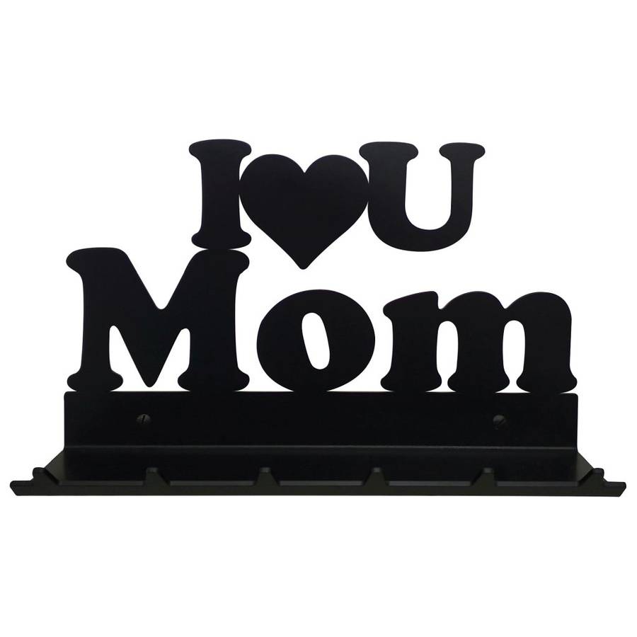 Eboy Steel I Love You Mom Key Rack with Tray - 6 Hooks - Black